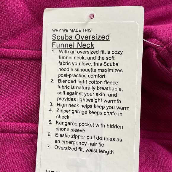 ❤️ Lululemon Scuba Oversized Funnel Neck in Magenta Purple NWT Size XS/S - Picture 2 of 7